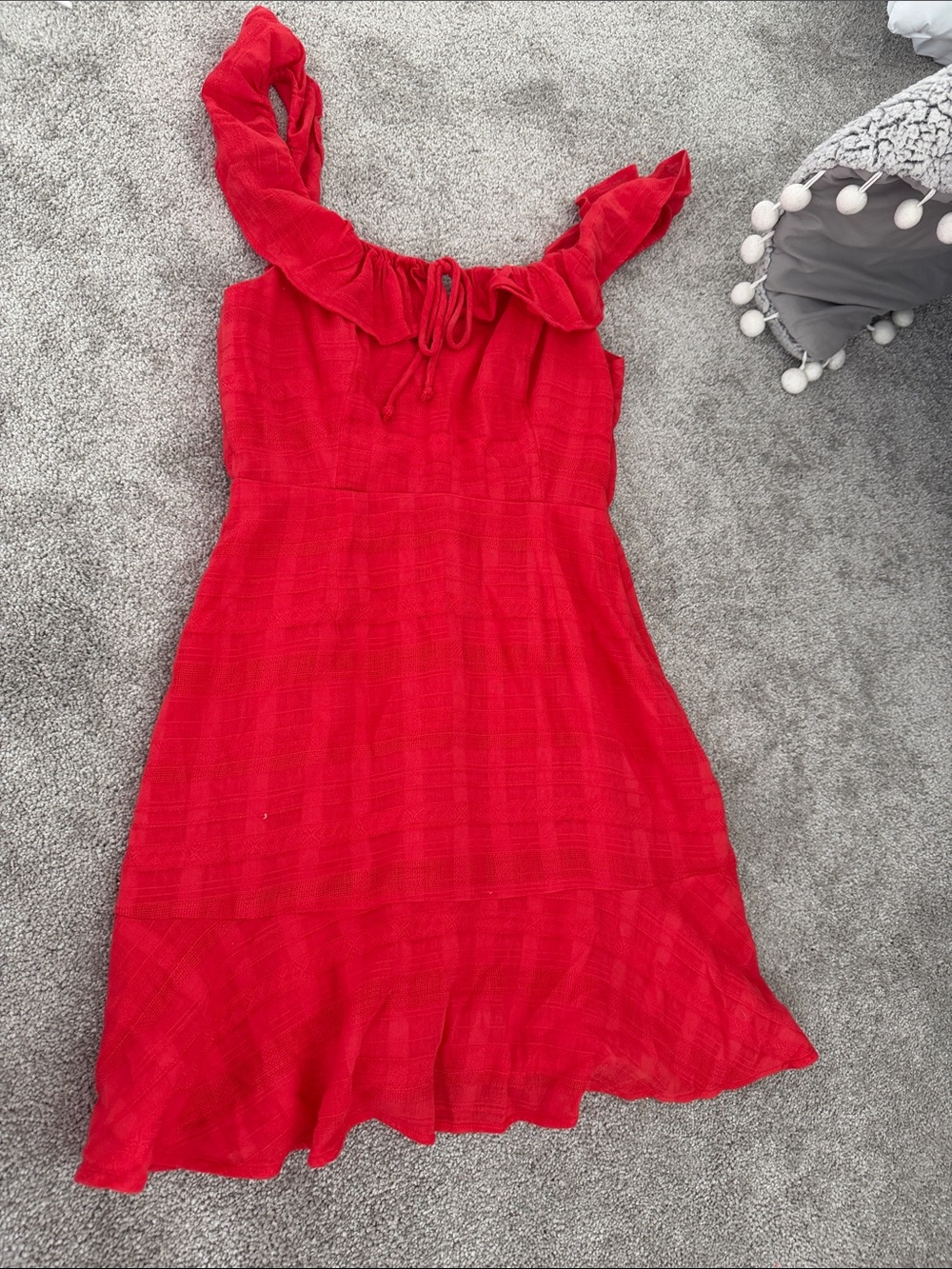 American Eagle Outfitters Red Ruffle-Trim Sundress